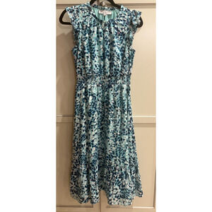 Loft Shimmer Floral Ruffle Sleeve Fit and Flare Maxi Dress Size XS 0-4